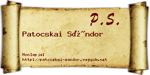 Patocskai Sándor névjegykártya