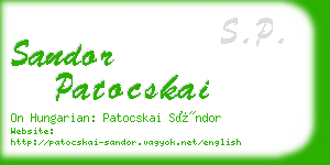 sandor patocskai business card